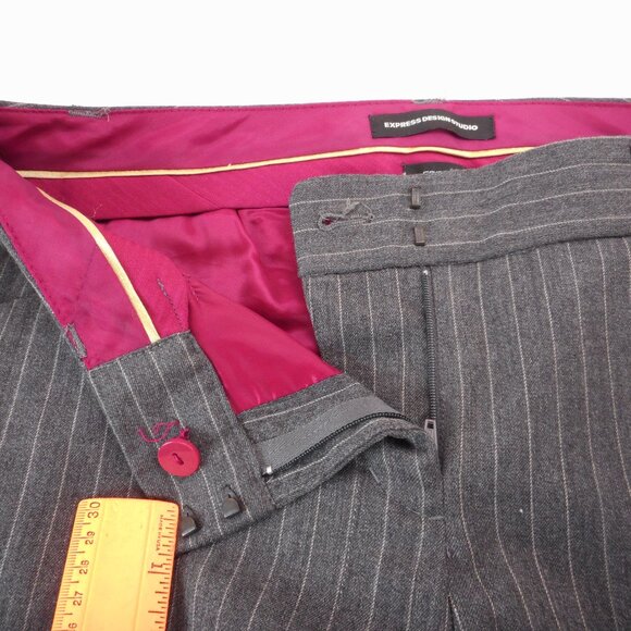 Express Design Studio Womens size 6 Editor Gray Wool Blend Dress Pants Pinstripe - Picture 9 of 12
